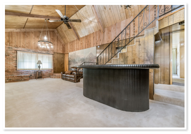 living room with a bar area